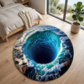 3D Ocean Vortex Round Rug – Illusion Whirlpool Wave Design
