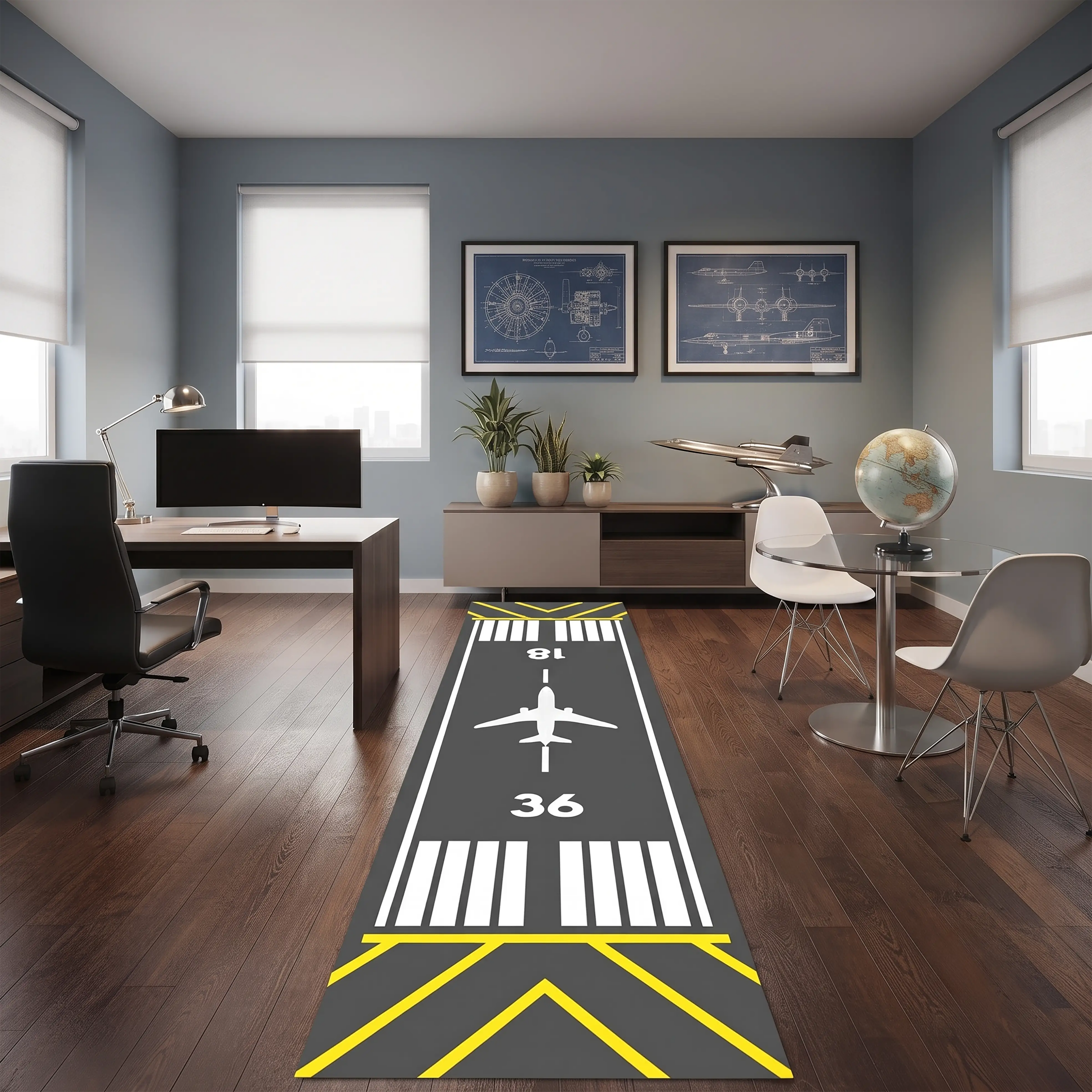 airport-runway-runner-rug-gray-aviation-office-decor