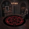 Baphomet Pentagram Round Rug – Gothic Occult Dark Decor