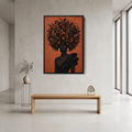 Botanical Woman Wall Art – Afro Floral Silhouette Print | Modern Framed Canvas Art
