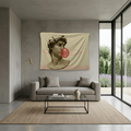 Bubble Gum David Wall Tapestry – Pop Art Renaissance Statue | Aesthetic Fabric Wall Hanging