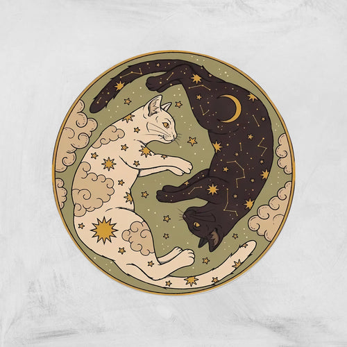 CelestialYinYangCatRoundRug_Sun_MoonMysticalDesign