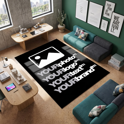 Custom Logo Rug – Personalized Brand Logo Area Rug with Photo & Text | Transfer Print