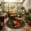 Fox & Botanicals Round Rug – Vintage Wildlife Floral Design