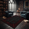Gothic Damask Area Rug – Dark Baroque Medallion Design