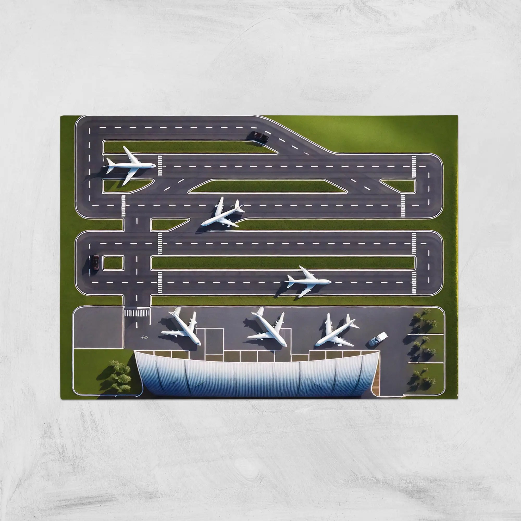 Kids Airport Play Rug – Custom Printed Airplane & Runway Design | Children's Area Rug