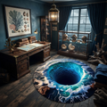 Ocean Vortex Round Rug – 3D Illusion Deep Sea Whirlpool Design