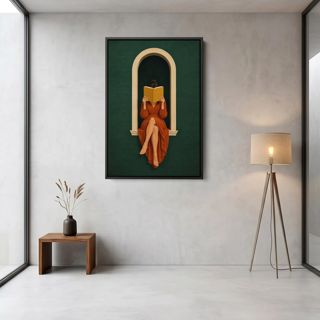 Reading Woman Wall Art – Elegant Arch Figure Print | Modern Framed Canvas Art